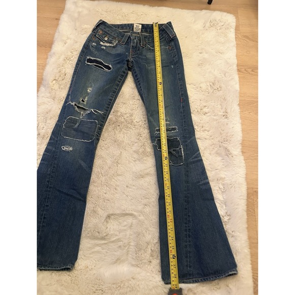 TRUE RELIGION Womens Jeans Billy Blue Denim Destroy Sz‎ 25 Made in USA RARE - Picture 14 of 16